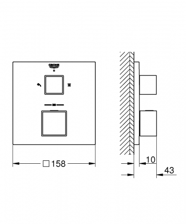 Baterie dus incastrata cu termostat si 2 iesiri Grohtherm Cube Grohe [4]