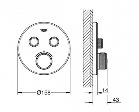 Baterie duș albă încastrată cu termostat Grohtherm Smartcontrol Grohe cu 2 ieșiri [1]
