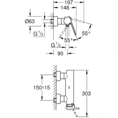 Baterie dus monocomanda 1/2" 33577003 Grohe Plus [2]
