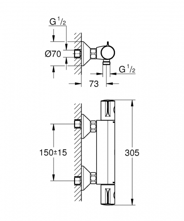 Baterie dus termostatica cu montare pe perete Grohtherm 800 Grohe [1]