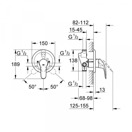 Baterie incastrata Corp si Set finish dus Eurosmart 19451002 Grohe [1]