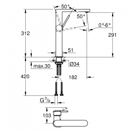 Baterie lavoar inalta monocomanda 32618003 Grohe Plus XL [2]