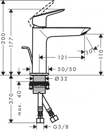 Baterie lavoar Logis 110 Fine Hansgrohe cu ventil [4]