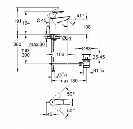 Baterie lavoar monocomandă M Bauedge Grohe [2]