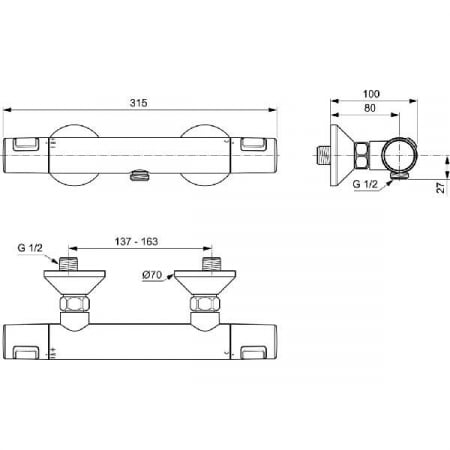 Baterie termostatica de dus Ceratherm T25 Ideal Standard [2]