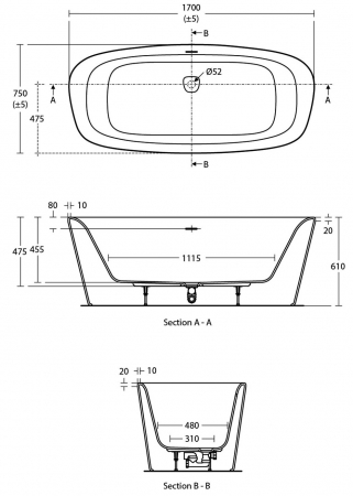 Cada 180 cm freestanding Dea [1]