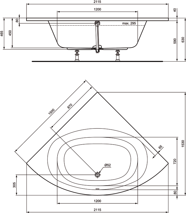 Cada de colt Ideal Standard Hotline 150x50 cm [1]