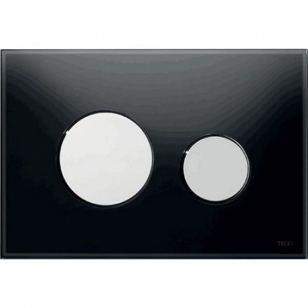 Clapete de actionare WC - Clapeta de actionare in doua trepte, din sticla, neagra, butoane cromate lucios loop TECE