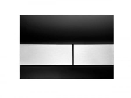 Clapete de actionare WC - Clapeta de actionare in doua trepte, din sticla, placa neagra, butoane otel inox mat square TECE