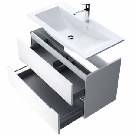 Set mobiler baie suspendat si lavoar Silver Oristo 60 alb [3]