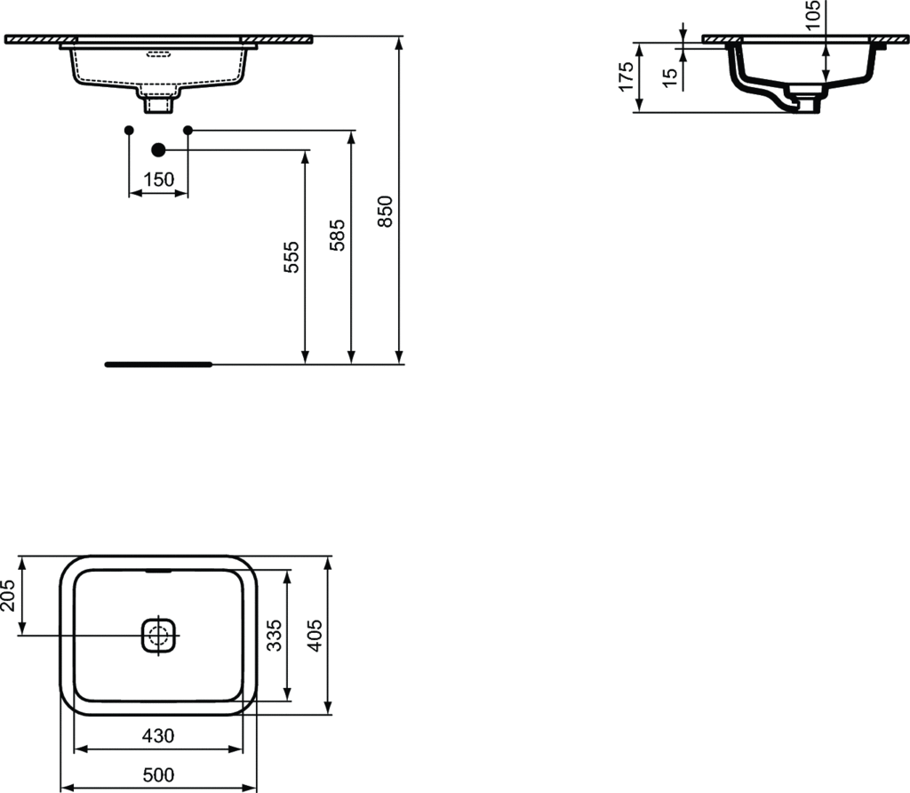 Lavoar sub blat Strada II Ideal Standard 50 cm [1]