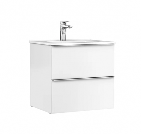 Colectia Shona - Set mobilier de baie suspendat 60 cm cu 2 sertare Shona alb mat