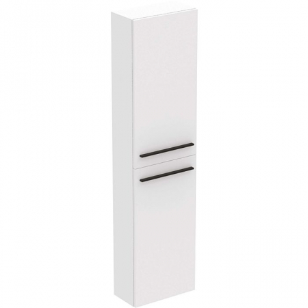 Mobilier baie suspendat - Coloana inalta 2 usi alb mat I.LIfe S manere negru mat