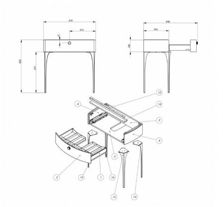 Mobilier stativ 82 cm cu un sertar Louis [3]