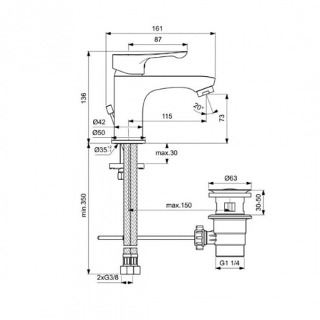 Set baterii 3 in 1 Baterie lavoar, baterie cada si set de dus Ideal Standard Alpha [2]