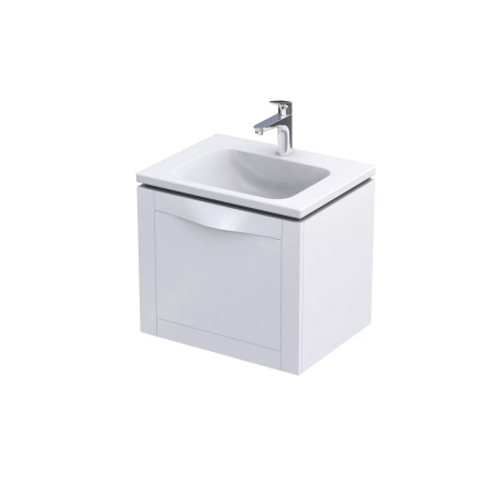 Mobilier baie stativ - Set mobilier de baie 60 cm Skagen alb mat si lavoar Amelia