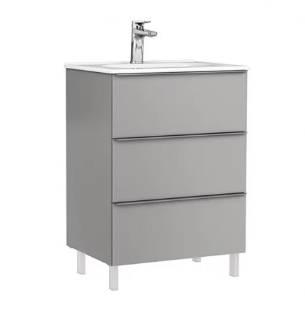 Colectia Shona - Set mobilier de baie stativ 60 cm cu 3 sertare Shona galet mat