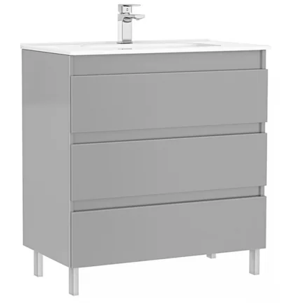 Colectia Daily - Set mobilier de baie stativ 80 cm cu 3 sertare Daily galet lucios