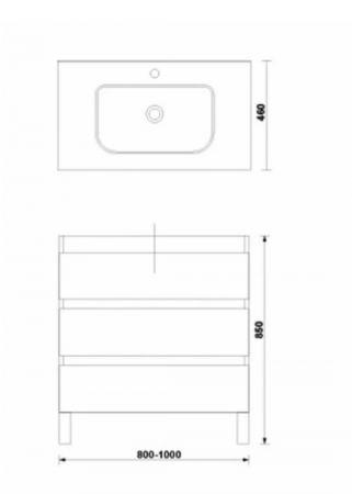 Set mobilier de baie stativ 80 cm cu 3 sertare Daily galet lucios [1]
