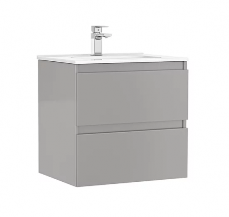Colectia Daily - Set mobilier de baie suspendat 60 cm cu 2 sertare Daily galet lucios
