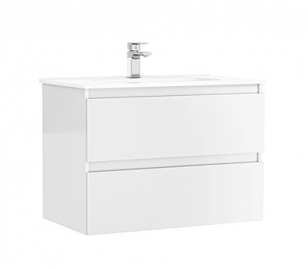 Mobilier baie suspendat - Set mobilier de baie suspendat 80 cm cu 2 sertare Daily alb lucios