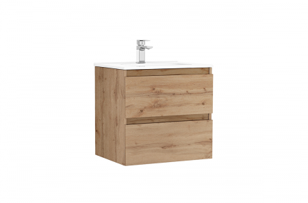Colectia Daily - Set mobilier de baie suspendat 60 cm cu 2 sertare Daily stejar rustic