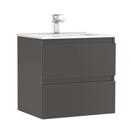 Colectia Daily - Set mobilier de baie suspendat 60 cm cu 2 sertare Daily antracit lucios