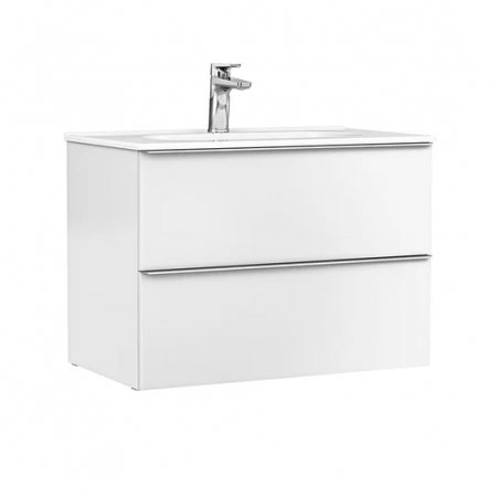 Colectia Shona - Set mobilier de baie suspendat 80 cm cu 2 sertare Shona alb mat