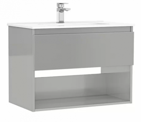 Mobilier baie suspendat - Set mobilier de baie suspendat 100 cm cu 1 sertar si 1 raft Daily galet lucios