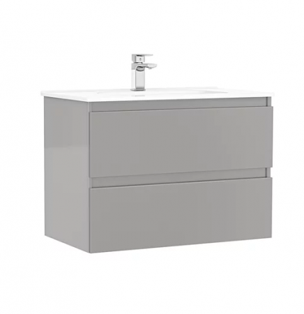 Colectia Daily - Set mobilier de baie suspendat 80 cm cu 2 sertare Daily galet lucios