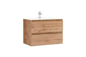 Colectia Daily - Set mobilier de baie suspendat 80 cm cu 2 sertare Daily stejar rustic