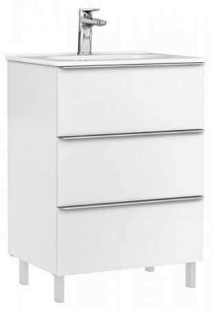 Colectia Shona - Set mobilier de baie stativ 60 cm cu 3 sertare Shona alb mat