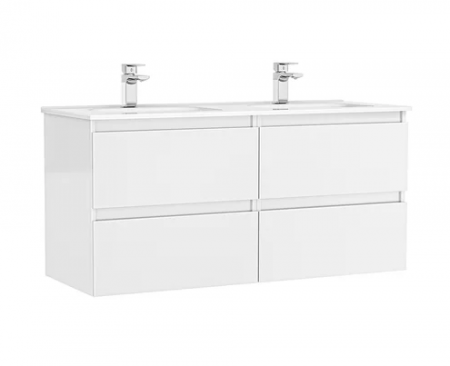 Colectia Daily - Set mobilier de baie suspendat 120 cm 4 sertare Daily alb lucios