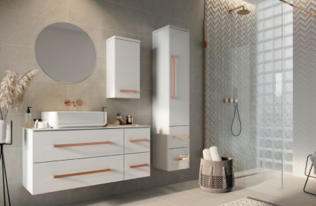 Set mobilier suspendat baie alb lucios Granada si lavoar 60 cm [8]
