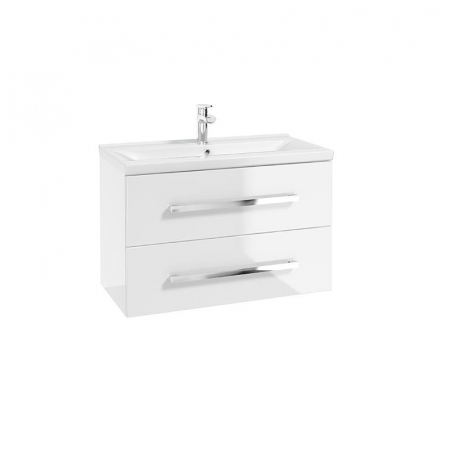Defra - Set mobilier suspendat baie alb lucios Granada si lavoar 80 cm