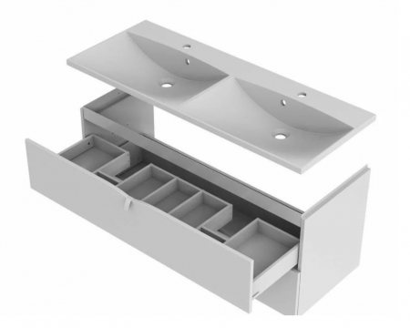 Set mobilier suspendat baie Siena și lavoar cu doua cuve Amelia 120 cm [2]