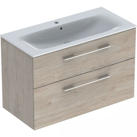 Set mobilier suspendat baie și lavoar Selnova Square 100 cm Geberit 2 sertare [6]