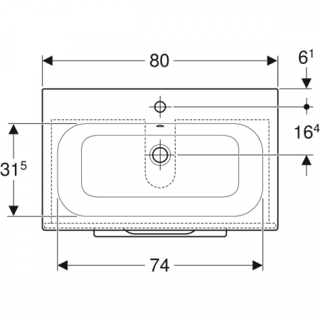 Set mobilier suspendat și lavoar pentru baie Selnova Square 80 cm Geberit 2 sertare [10]