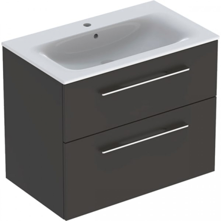 Producatori Colectii - Set mobilier suspendat și lavoar pentru baie Selnova Square 80 cm Geberit 2 sertare