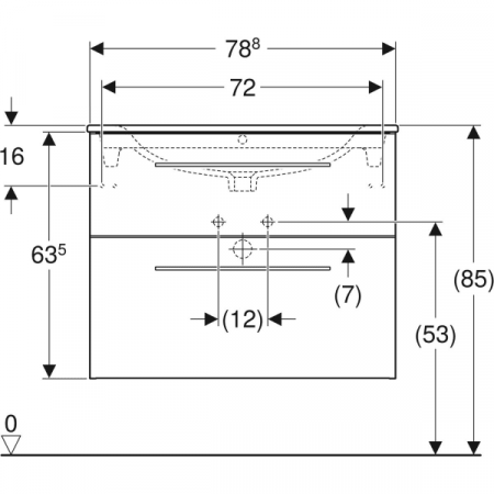 Set mobilier suspendat și lavoar pentru baie Selnova Square 80 cm Geberit 2 sertare [9]