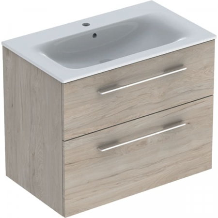 Set mobilier suspendat și lavoar pentru baie Selnova Square 80 cm Geberit 2 sertare [2]