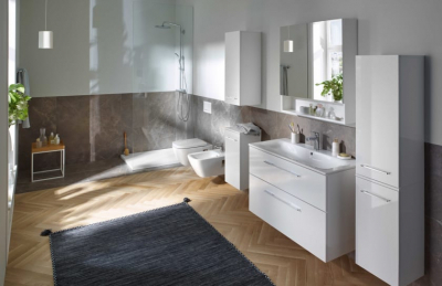 Set mobilier suspendat și lavoar pentru baie Selnova Square 80 cm Geberit 2 sertare [6]