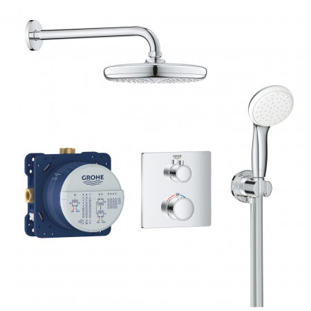 Baterii - Sistem dus incastrat cu termostat Grohtherm Grohe cu cap dus Tempesta 210 patrat