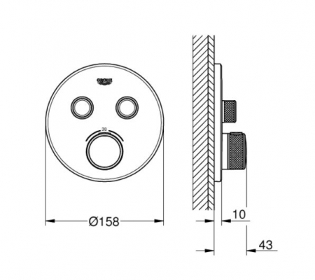 Baterie duș încastrată cu termostat Grohtherm Smartcontrol Grohe cu 2 ieșiri [1]