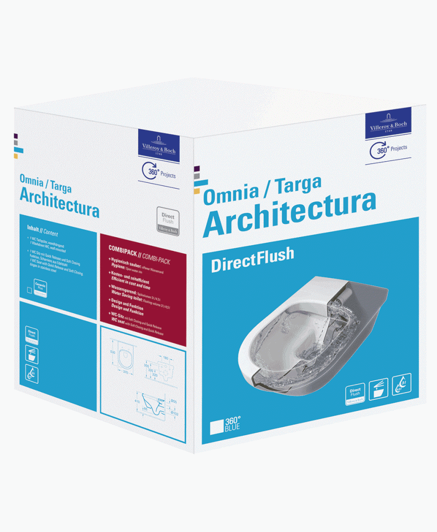Set vas WC suspendat cu DIRECT FLUSH si capac soft close Architectura VILLEROY & BOCH [3]