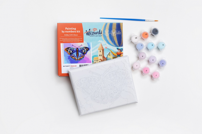 Set pictura pe numere, cu sasiu, Fluture curcubeu, 16.5x13 cm [2]