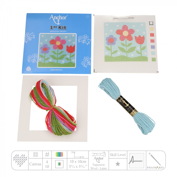 Primul meu set de broderie, Flori, 10x10cm [3]