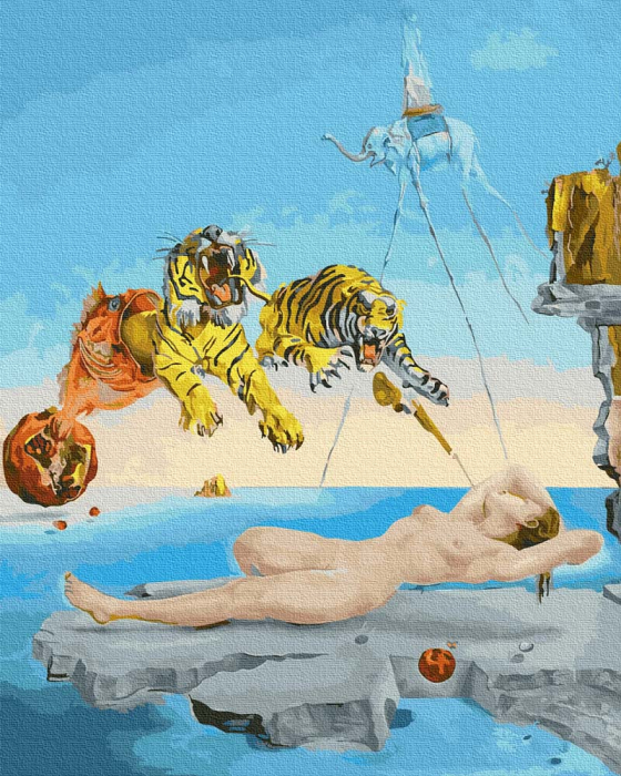 Set pictura pe numere, cu sasiu, Vis cauzat de zborul unei albine în jurul unei rodii, Dali, 40x50 cm [1]
