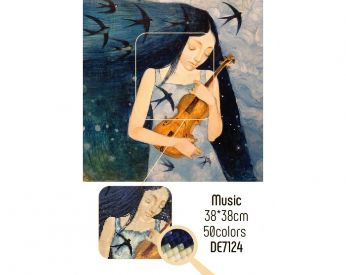 Set goblen cu diamante, fara sasiu, Muzica, 38x38cm [3]