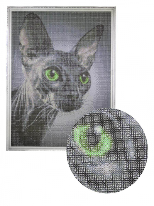 Set goblen cu diamante, cu sasiu, Sphynx, 50x65 cm [2]
